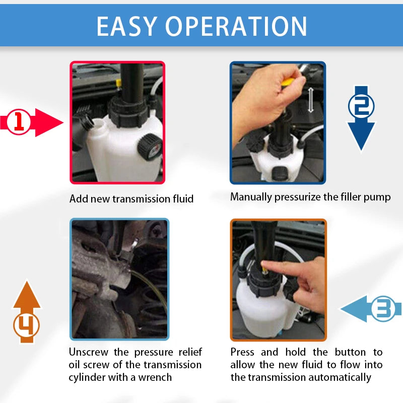 3L Transmission Fluid Pump Manual Oil Transfer Pump Fluid Transfer Pump Oil Filling Filler System ToolKit with 8PCS Adapters