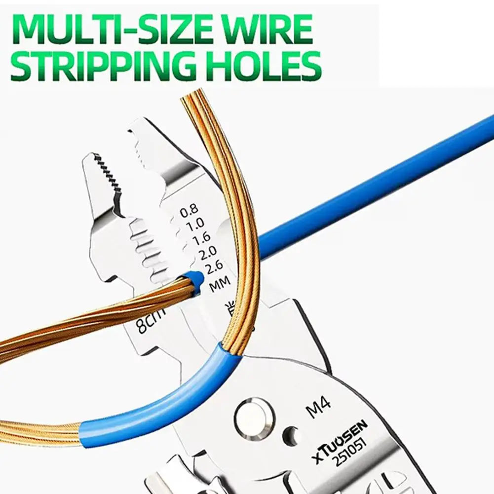 Multifunctional Wire Stripper & Voltage Tester Pliers Foldable Stainless Steel Electrician Tool With Live/Neutral Wire Detection