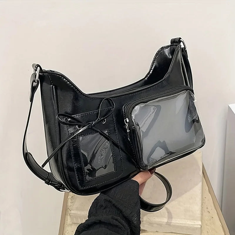 Japanese Knot Simple Fashion Single Shoulder Crossbody Bag for Women Anime Commute Daily Transparent Pain-Free Bag