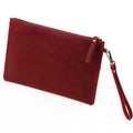 Handmade Vintage Men's Top-Grain Leather Briefcase - Medium Waxed Leather Zippered Document Organizer Clutch Bag