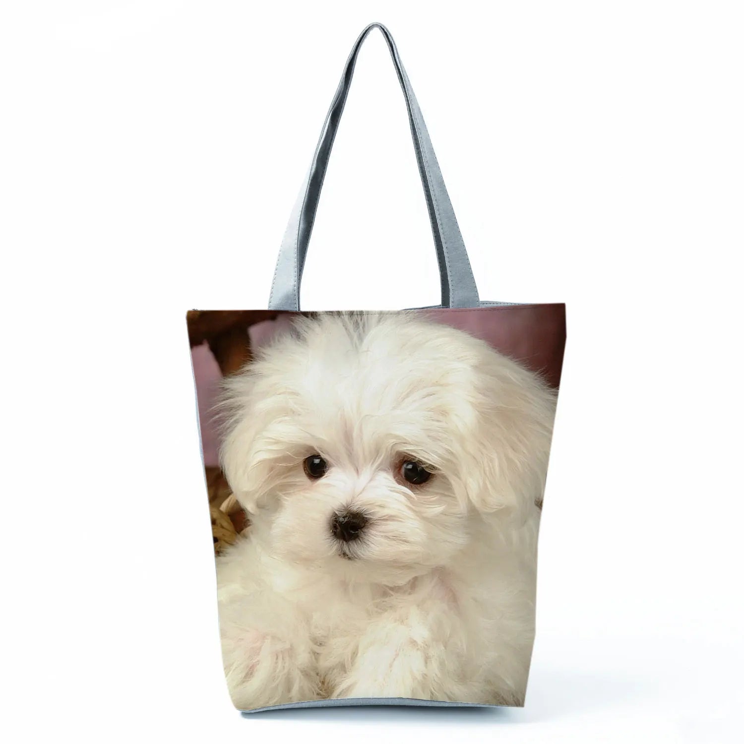 Cute Maltese Dogs Print Handbags Casual Women Shopping Bag Large Capacity Foldable Shoulder Bags Eco Reusable Travel Beach Totes