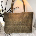 Summer French Elegant  Raffia Straw Tote Bag Women Large Capacity Minimal Shoulder Bag Magnetic Buckle Beach Shopping Handbag