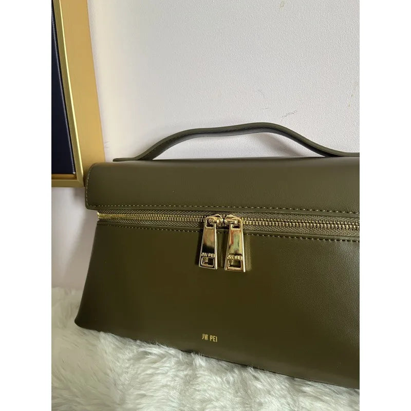 JW PEI Premium genuine leather handbag,Minimalist style Women's Shoulder Bag with zipper.Fashion Lightweight Crossbody bag.