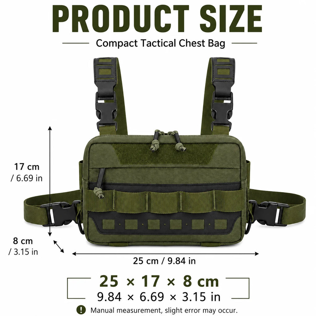 Functional Tactical Chest Bag Waist Bag Fishing MOLLE Outdoor EDC Chest Rig Pack for Cycling Hiking Camping Adjustable Harness