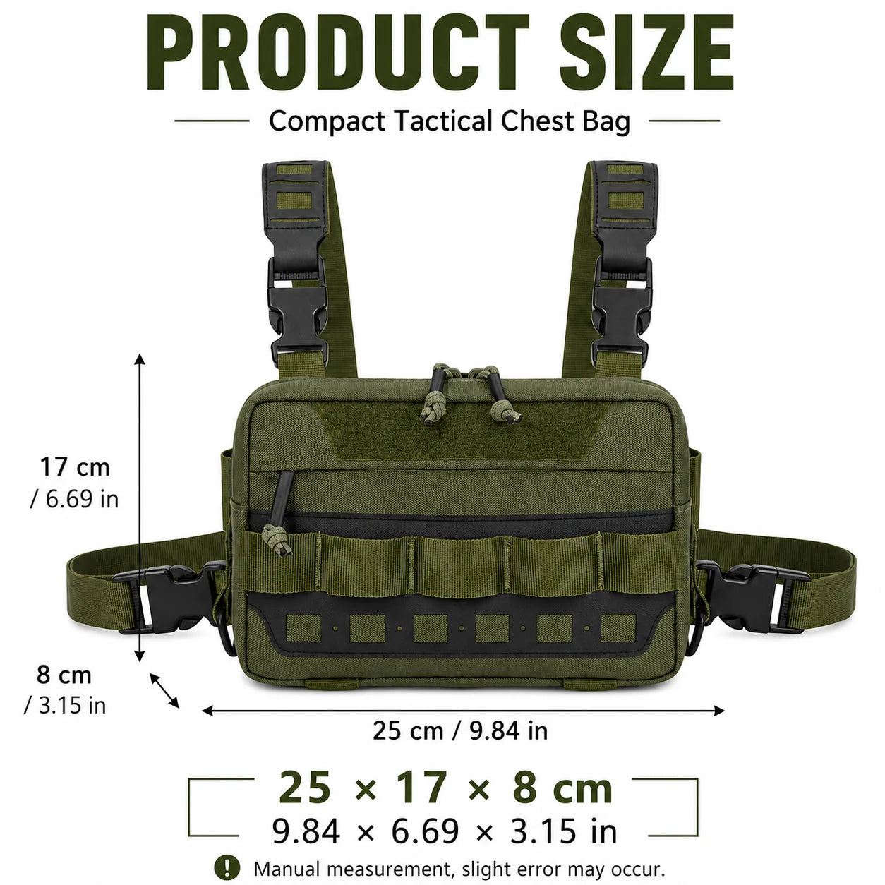 Functional Tactical Chest Bag Waist Bag Fishing MOLLE Outdoor EDC Chest Rig Pack for Cycling Hiking Camping Adjustable Harness