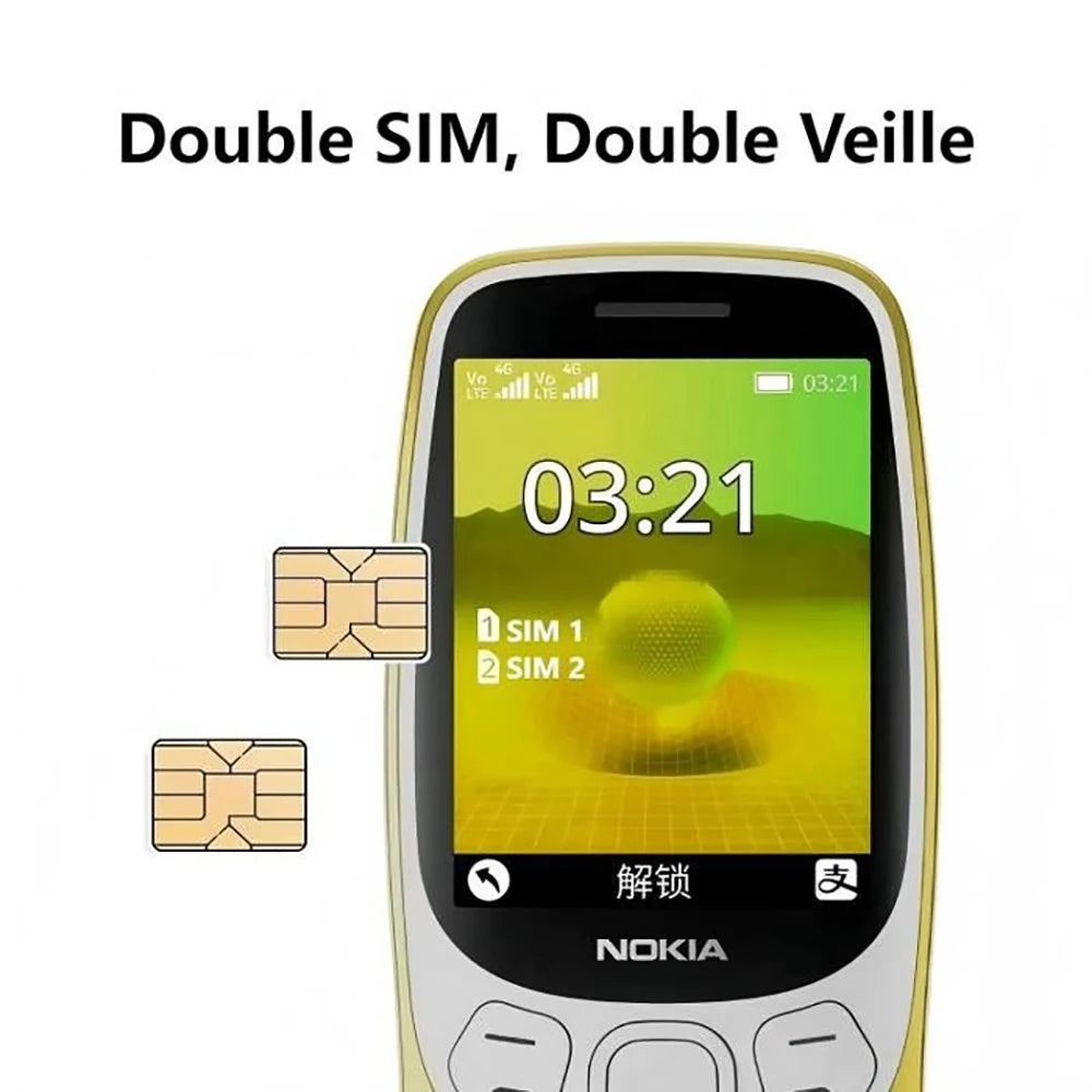 Nokia 3210 4G Backup Phone 2SIM Bluetooth 5.0 FM Radio 2.4-inch Type-C 2MP 1450mAh Bettery Nokia Backup Elderly Phone Unlock