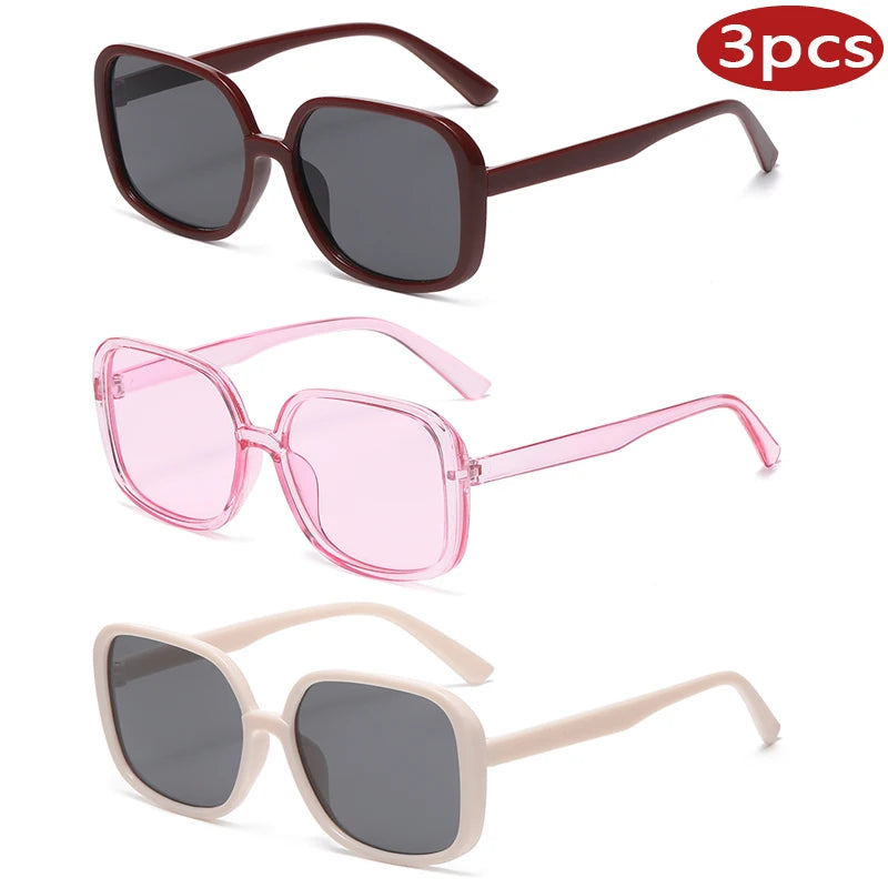 Hiking 3pcs Rectangle Simple Style Anti Light Glasses Woman Vintage Colorful Shades Female Outdoor Sport Unisex Eyewear UV400