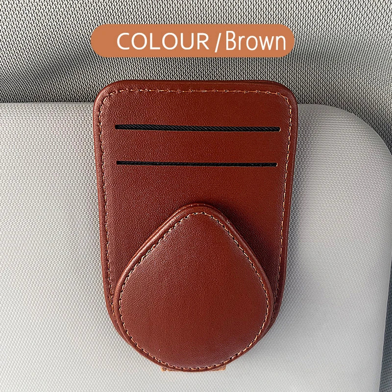 Car Sunglasses Holder Clip Universal Auto Sun Visor Eyeglass Hanger Cards Glasses Storage Bracket Leather Interior Accessories