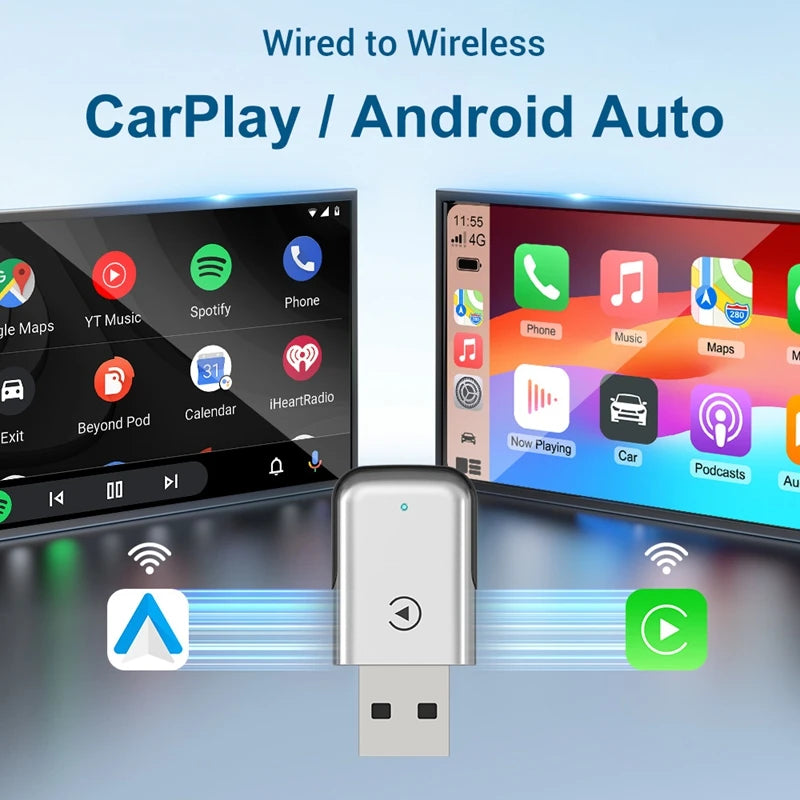 Wireless CarPlay Adapter 2 in 1 Wired to Wireless Dongle For Apple&Android Auto Plug and Play Universal Car Accessory
