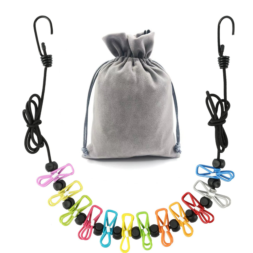Retractable Portable Clothesline for Travel with 12 Clothes Clips, Indoor Outdoor Laundry Drying Line for Camping