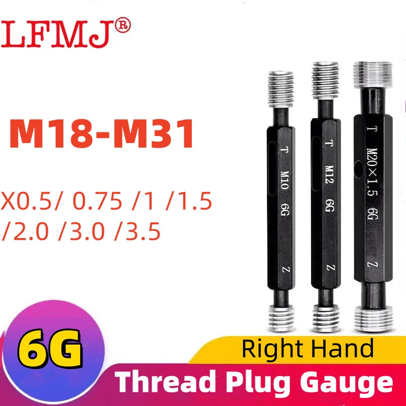 6G M18-M31 Gcr15 Steel Gage Metric Fine Teeth Thread Plug Gauge High Quality wholesale  X 0.5 0.75 1 2 3 Measure Tool 1pcs