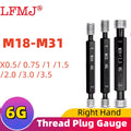 6G M18-M31 Gcr15 Steel Gage Metric Fine Teeth Thread Plug Gauge High Quality wholesale  X 0.5 0.75 1 2 3 Measure Tool 1pcs