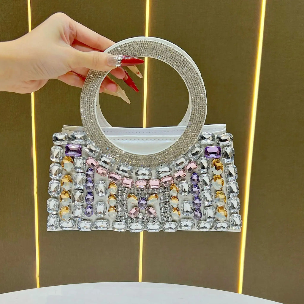 New fashion dinner bag, high-end women's handbag, full diamond messenger women's bag, light luxury temperament chain bag