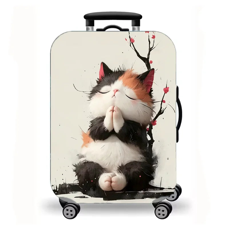 Luggage Cover, Cute Cat Print Stretch Suitcase Protector for Travel, 16 Styles Oil Painting Cat Design