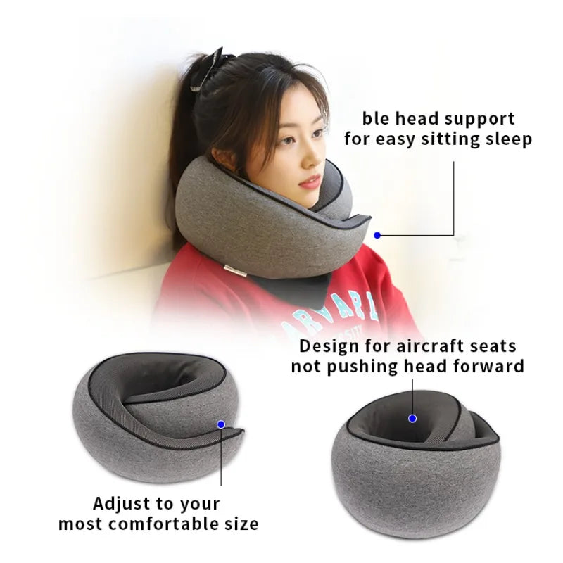1Pc Portable Washable Outdoor Travel Pillow Set with Memory Foam Neck Support U-Shaped Neck Cushion for Air Travel