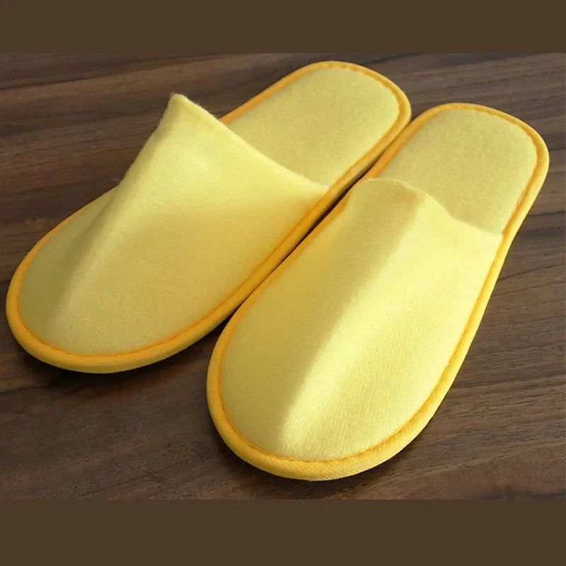 5-10 Pairs Disposable Slippers Women Men Home Soft Plush Slides Unisex Travel Hotel Households Non-slip Shoes Family Guest Shoes