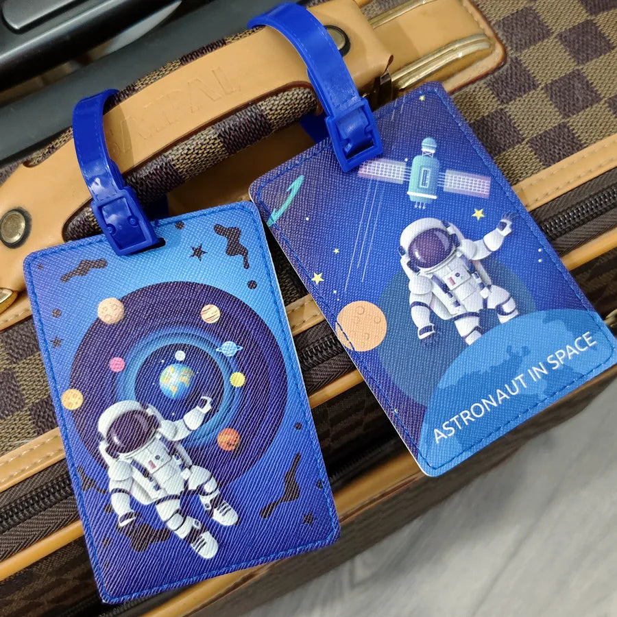 Creative Astronaut Luggage Tag Travel Accessories PU Suitcase ID Addres Holder Baggage Boarding Tag High Quality Portable Label
