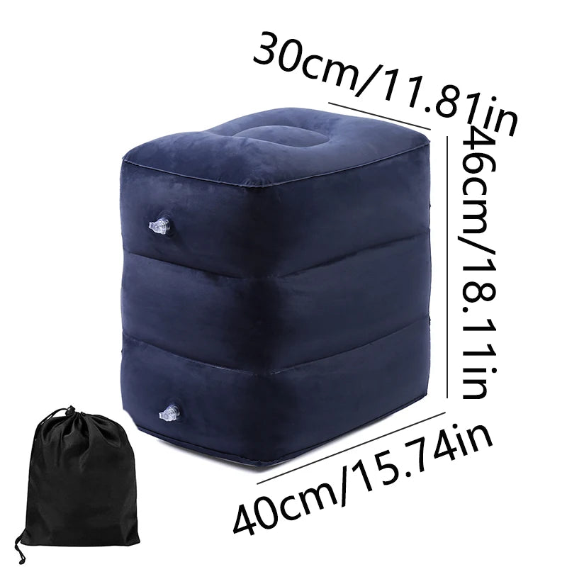 Inflatable Foot Rest Pillow Travel Portable Adjustable Layers Height   Airplane  U Shaped Press Inflatable Pillow