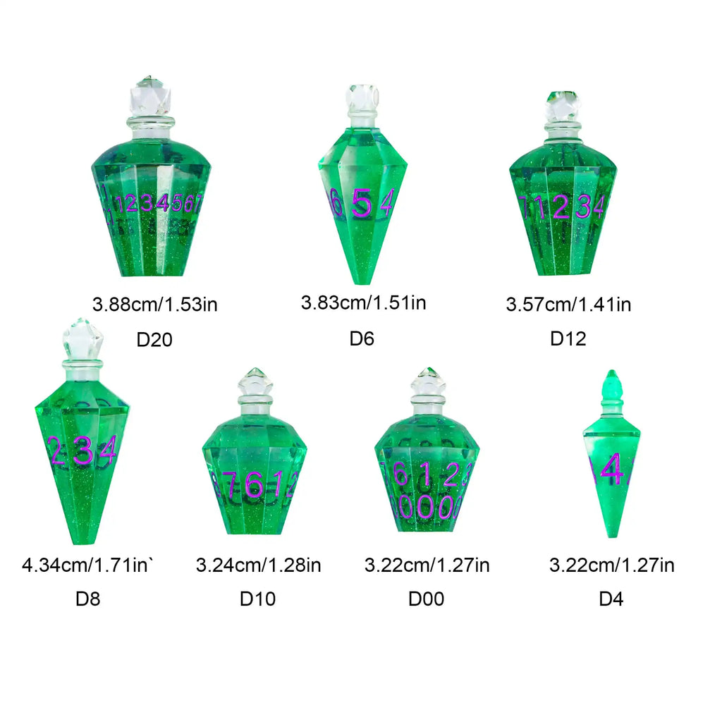 7 Potion Bottles Sharp Edges Dice DND New Style Polyhedral Dice Set Handcrafted D4-D20 for Role Playing Game Board Games TRPG