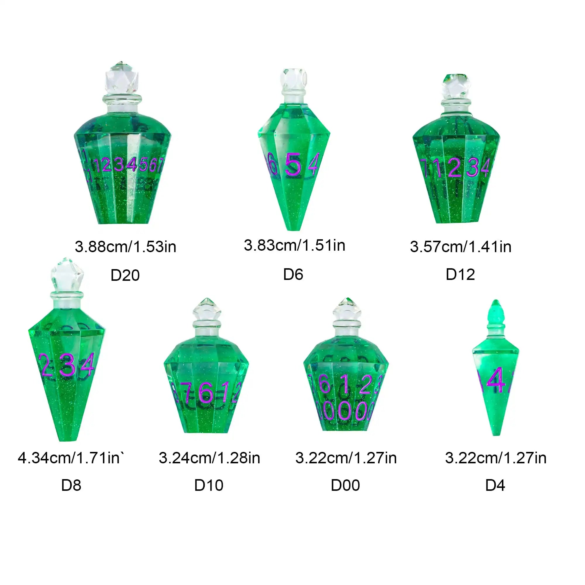 7 Potion Bottles Sharp Edges Dice DND New Style Polyhedral Dice Set Handcrafted D4-D20 for Role Playing Game Board Games TRPG