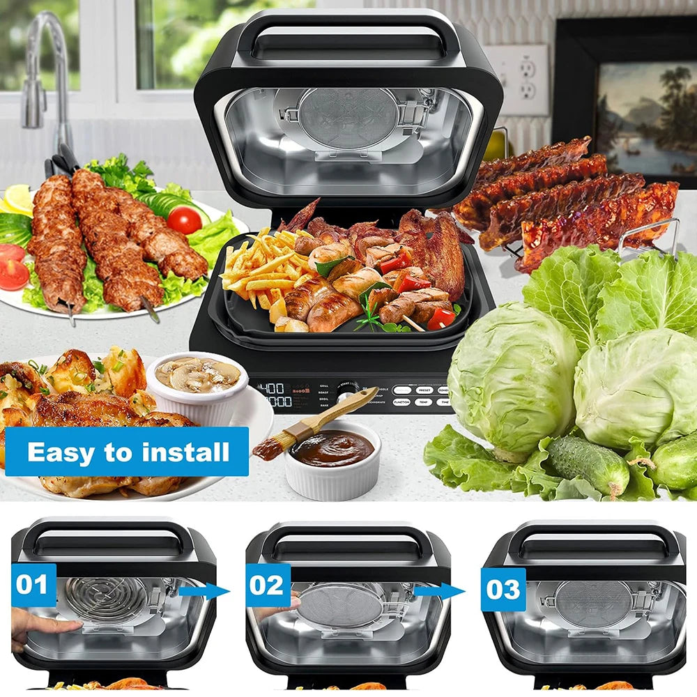 Splatter Shield and 50Pcs Grill Mat for Ninja Foodi IG651, IG600, IG601, Replacement Parts Splatter Screen Air Fryer Accessories