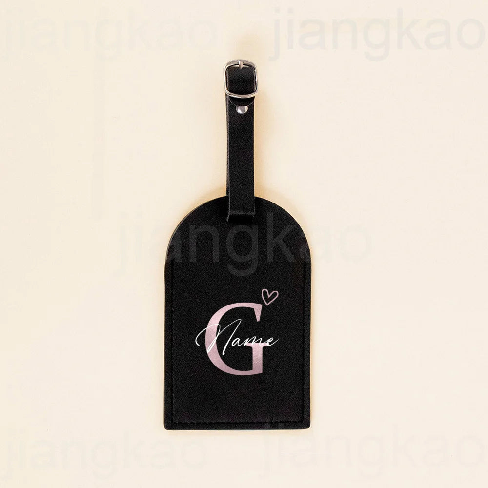Personalized Letter with Name Monogram Luggage Tags Leather for Suitcase Baggage Handbag Tag Custom Travel Bag Label Best Gift