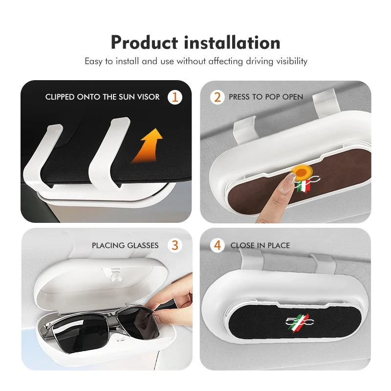 For Fiat Car Sunglasses Holder ABS Suede Dustproof Glasses Storage Box 500 Abarth 596 500X Stilo 500S 500C