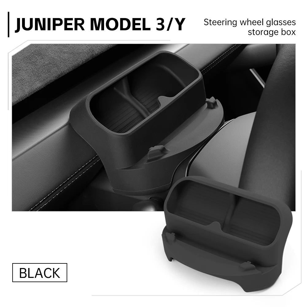 For Tesla Model Y Juniper 2025 2026 Car Instrument Panel Tray Storage Tray Steering Wheel Glasses Storage Rack Car Accessories