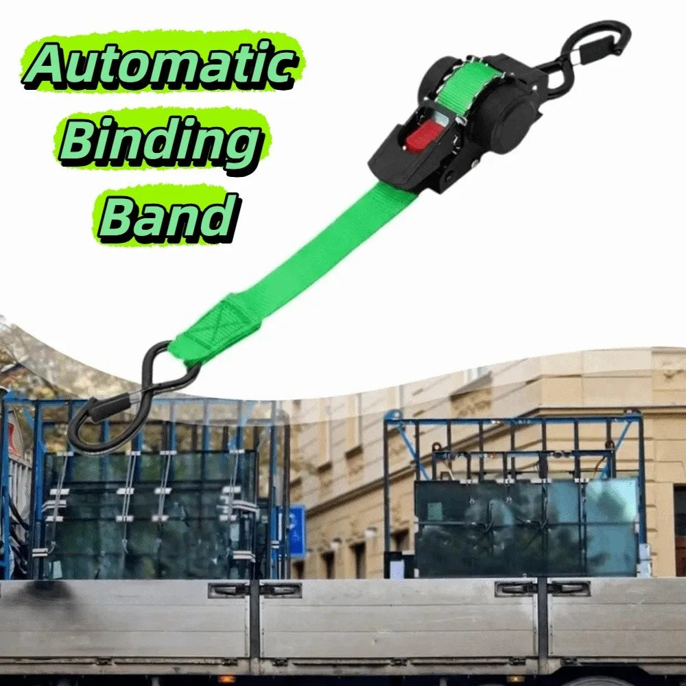Sturdy Webbing Retractable Ratchet Tie Down Straps Solid Ratchet Structure Automatic Retraction Design Heavy Duty Cargo Straps