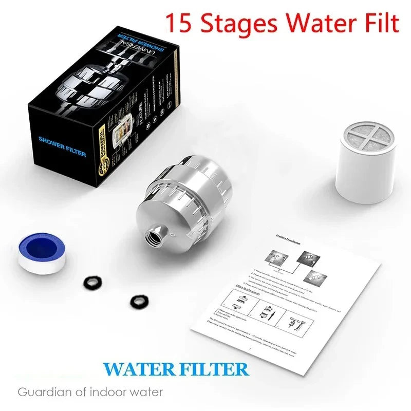 15-20 Stages High Household to Remove Chlorine Fluoride Heavy Metals Filtered Soften Hard Water for Shower Head Cleaning Purifie