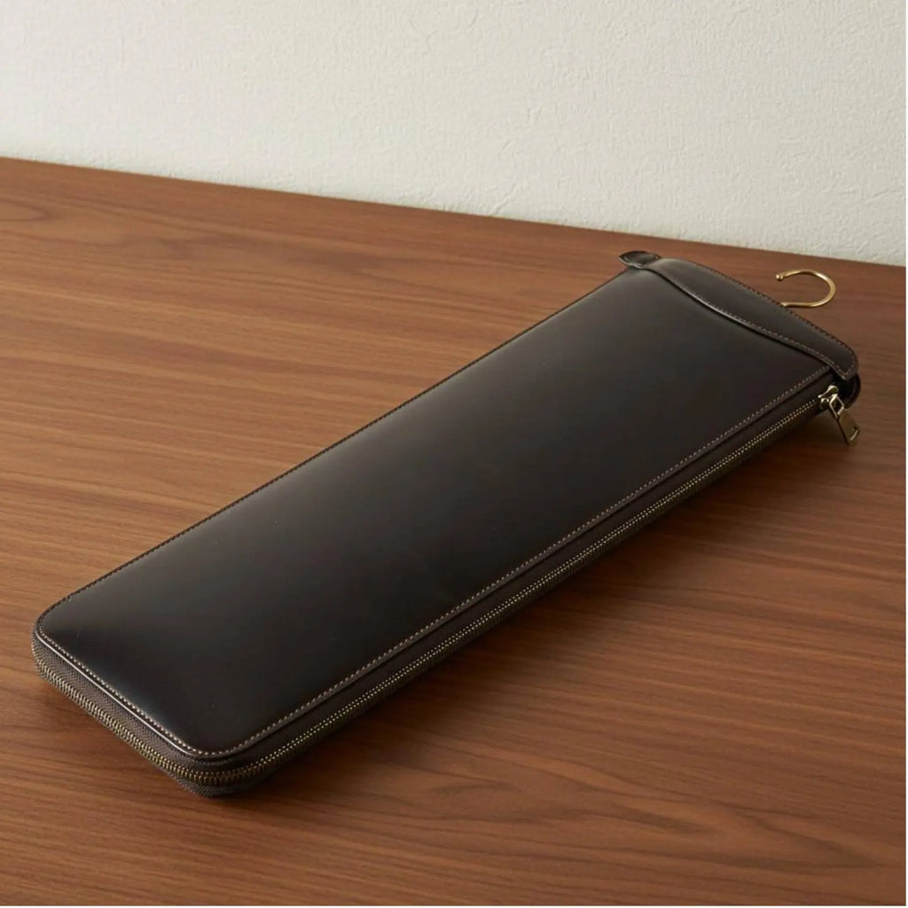 Leather Tie Travel Case Hook Design Leather Tie Box Necktie Storage Box Slim for Travelers