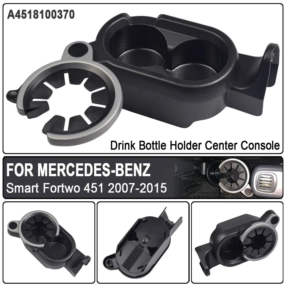 Upgraded Car Drinks Holder Cup Mount Center Console Double Cup Holder For Mercedes Benz Smart Fortwo 451 2007-2014 A4518100370