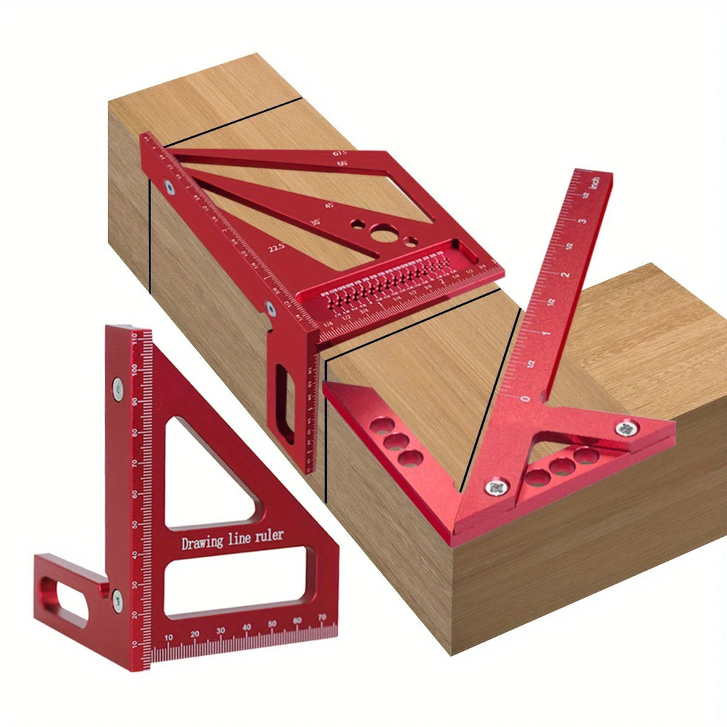 Carpenter Square Aluminum Square Protractor Center Finder Woodworking 3D Multi Angle Layout Measuring Ruler Center Scribe Gauge