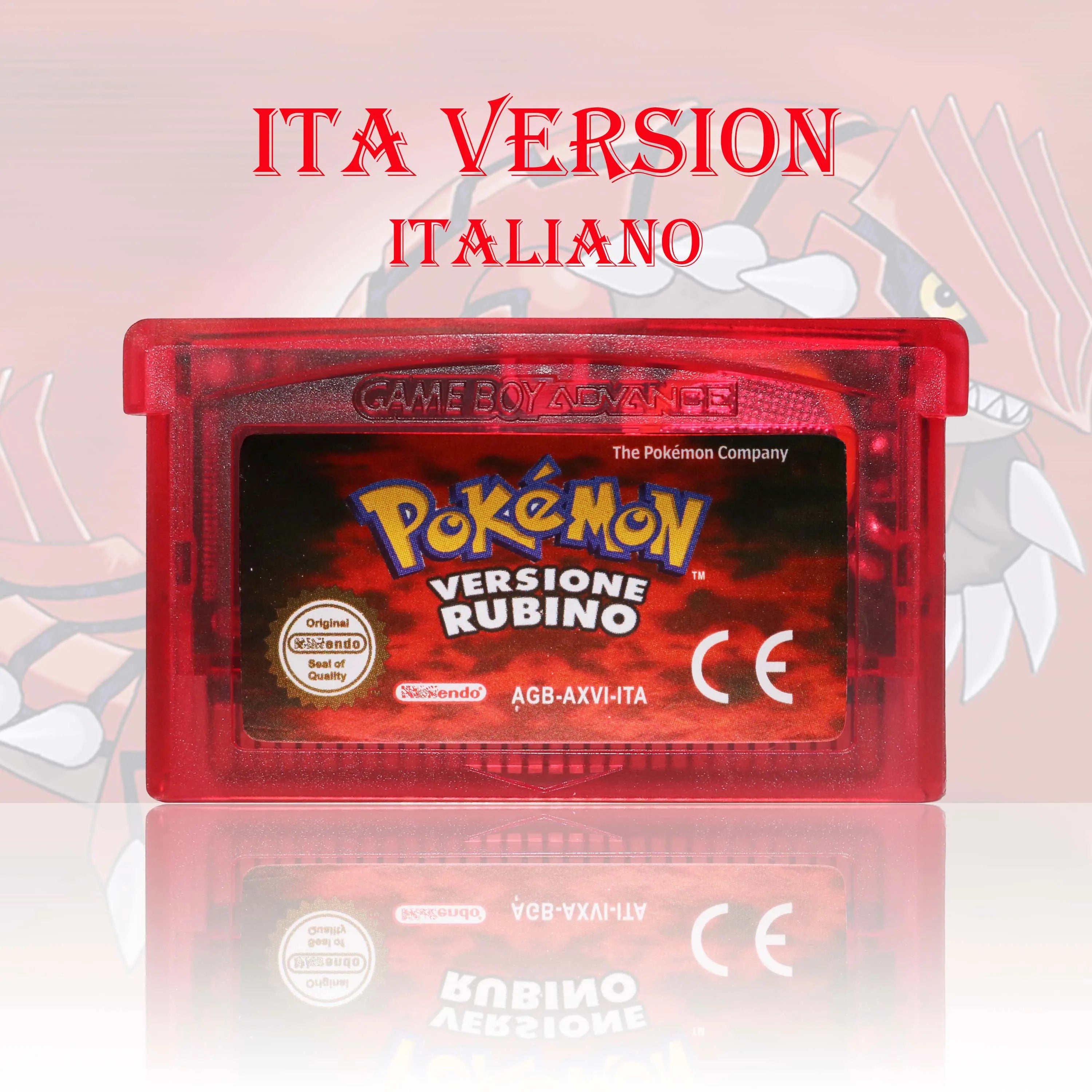 GBA/GBC ITA Version Pokemon Rubino/Zaffiro/Smeraldo/Cristallo/Verde Game Cartridge Video Game Card High Quality with Battery