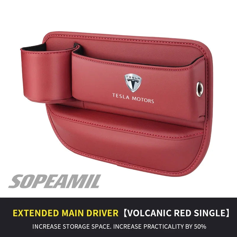 Tesla Cybertruck Beast Model 3 Model Y Model S Model X Car Leather Seat Multifunction Crevice Case Water Cup Holder Storage Box