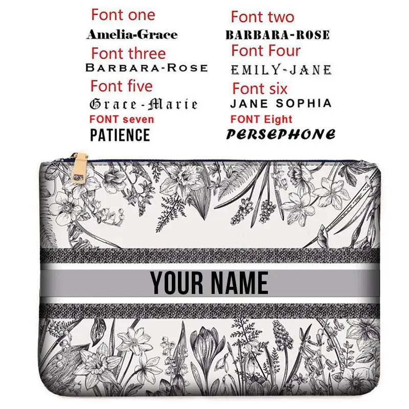 Canvas makeup bag WOMAN BAG Fashion Designer Party Clutch Personalized Custom Print Name Letter Beach Bag Travel Cosmetic Bag