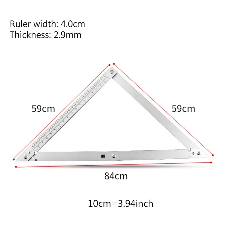 45 Degree Foldable Aluminum Alloy Angle Ruler, Carpenter Square for TRIANGLE Ruler Angle Measurement Tool Professional