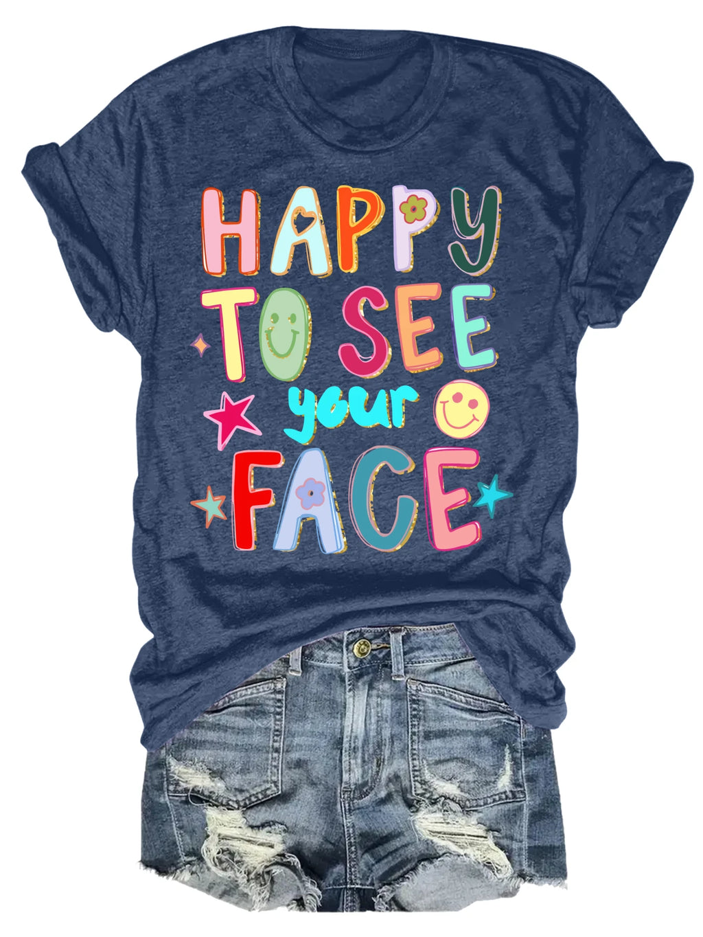 women's plus size tank top Happy To See Your Face Suitable for sports and daily wear Summer beach vacation top sleeveless casual