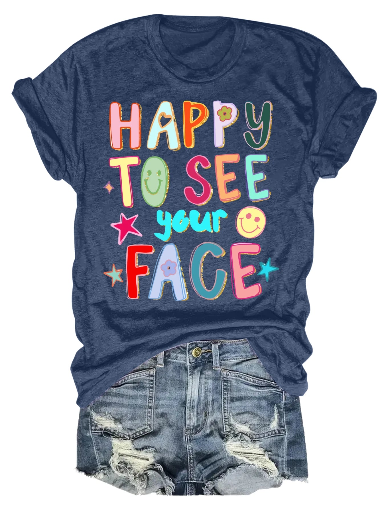 women's plus size tank top Happy To See Your Face Suitable for sports and daily wear Summer beach vacation top sleeveless casual