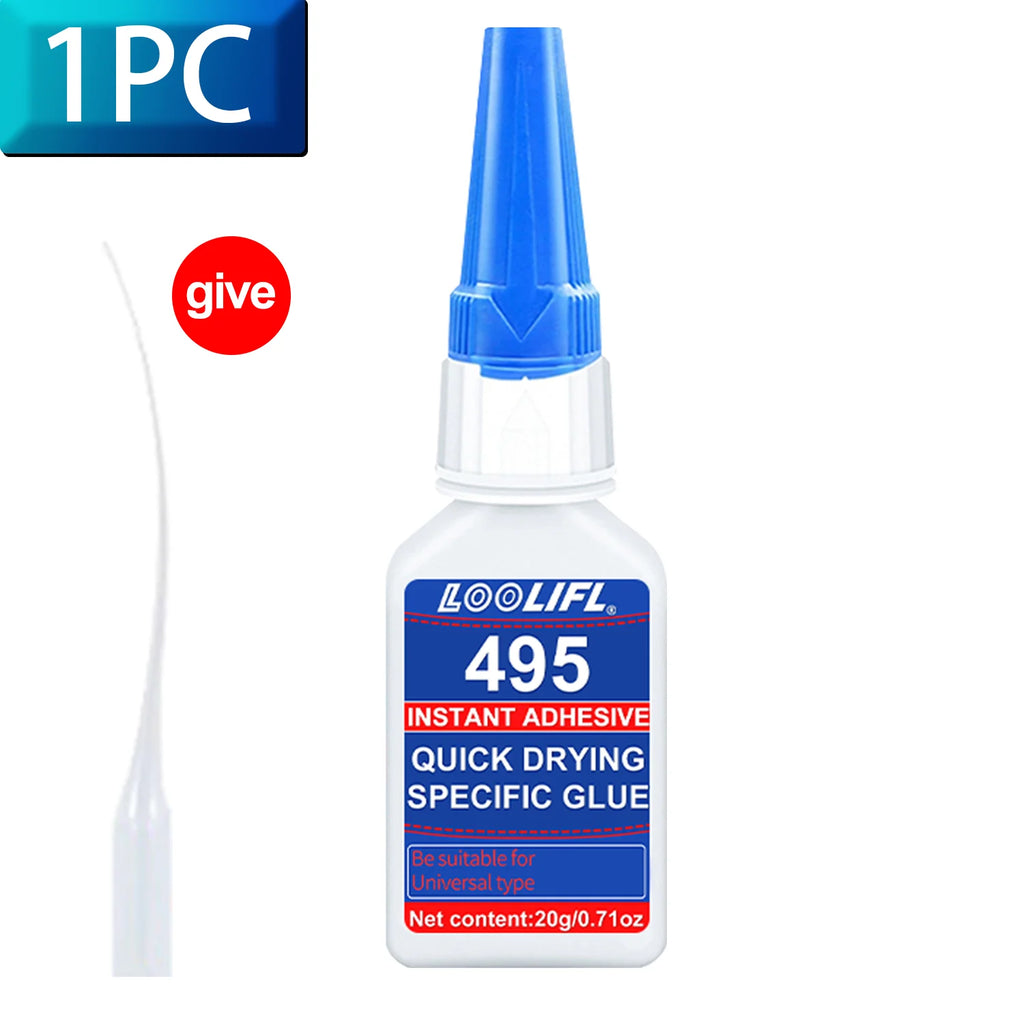 LOOLIFL 1-7pcs 495 Super Glue Cyanoacrylate Adhesive Instant Quick-drying Leather Rubber Wood Glass Strong Bond Liquid Glue Tool