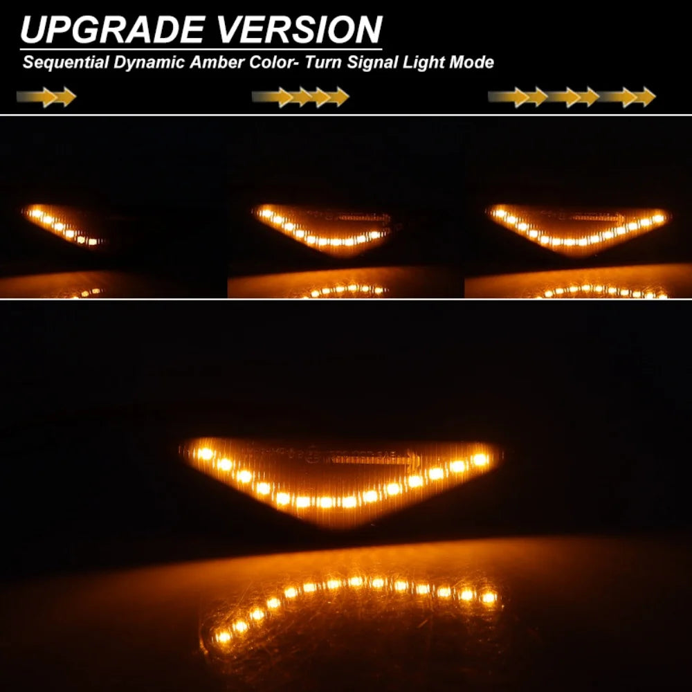 For Ford Focus MK1 1998-2004 & Mondeo MK3 2000-2007 Amber Sequential Blinker LED Car Front Fender Side Marker Turn Signal Lights