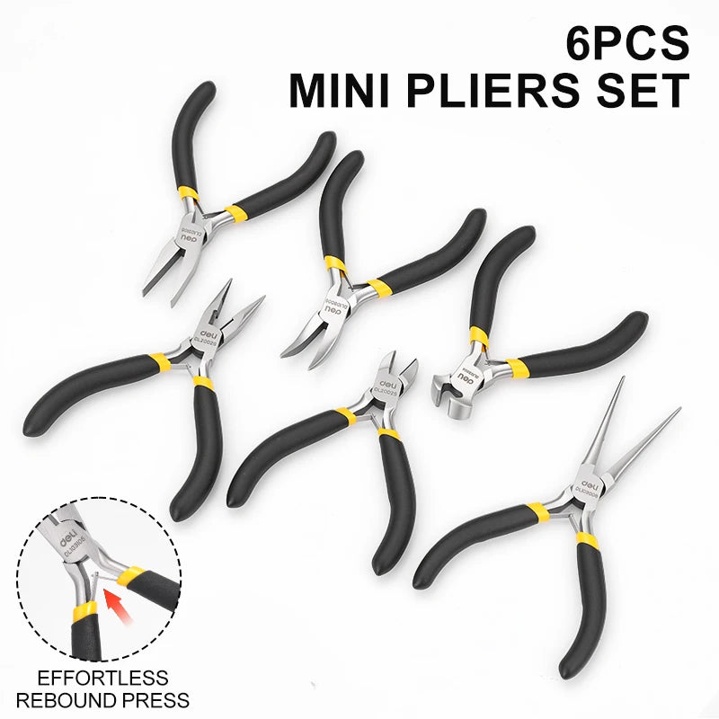 Precision Mini Pliers Set High Carbon Steel 7-Piece Wire Cutter Needle Nose Jewelry Model Assembly Electronics Repair Tool
