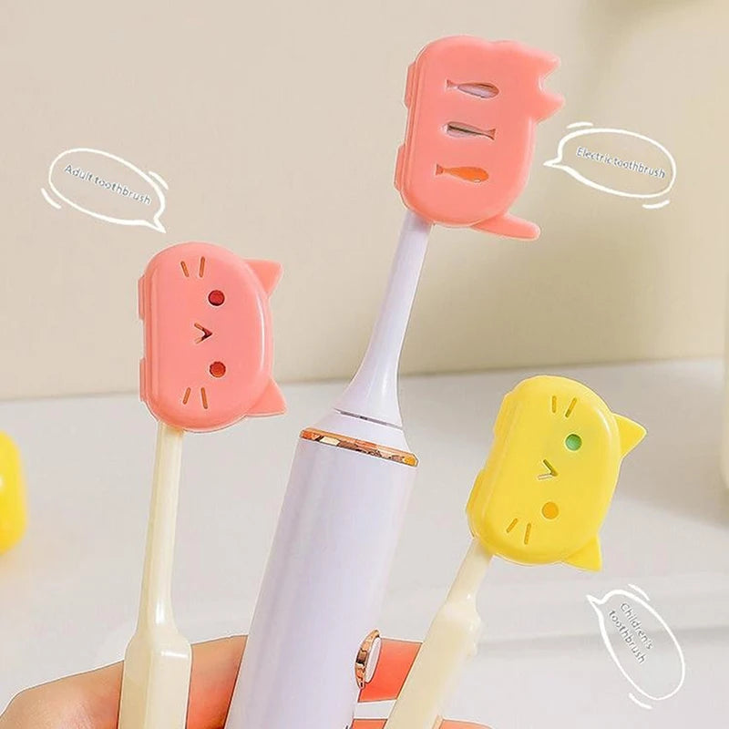 4 Pcs Cat Shape Travel Toothbrush Head Covers Protector Cap Case Protective Portable Plastic Clip For Household Travel