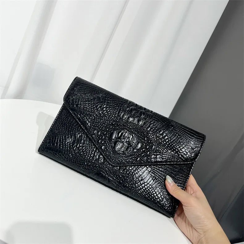 Women Hot Sales Crocodile Handbag  Female Alligator Pattern Leather Clutches Purse Crossbody Shoulder Bag Evening Bags