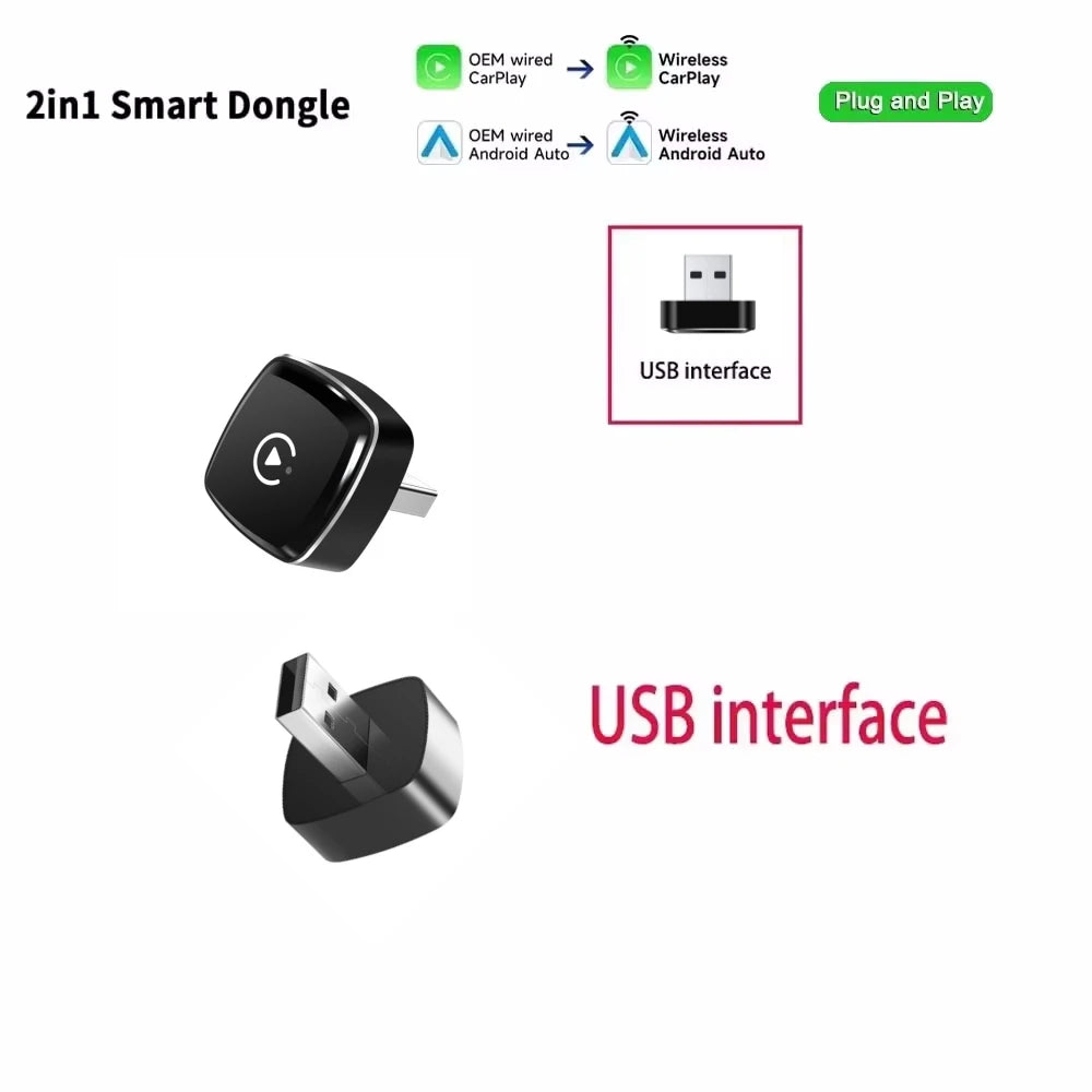 LEXXSON 2026 Ultra Mini Wireless CarPlay Adapter Wireless Android Auto AI Smart Box Intelligent Systems for Wired CarPlay Car
