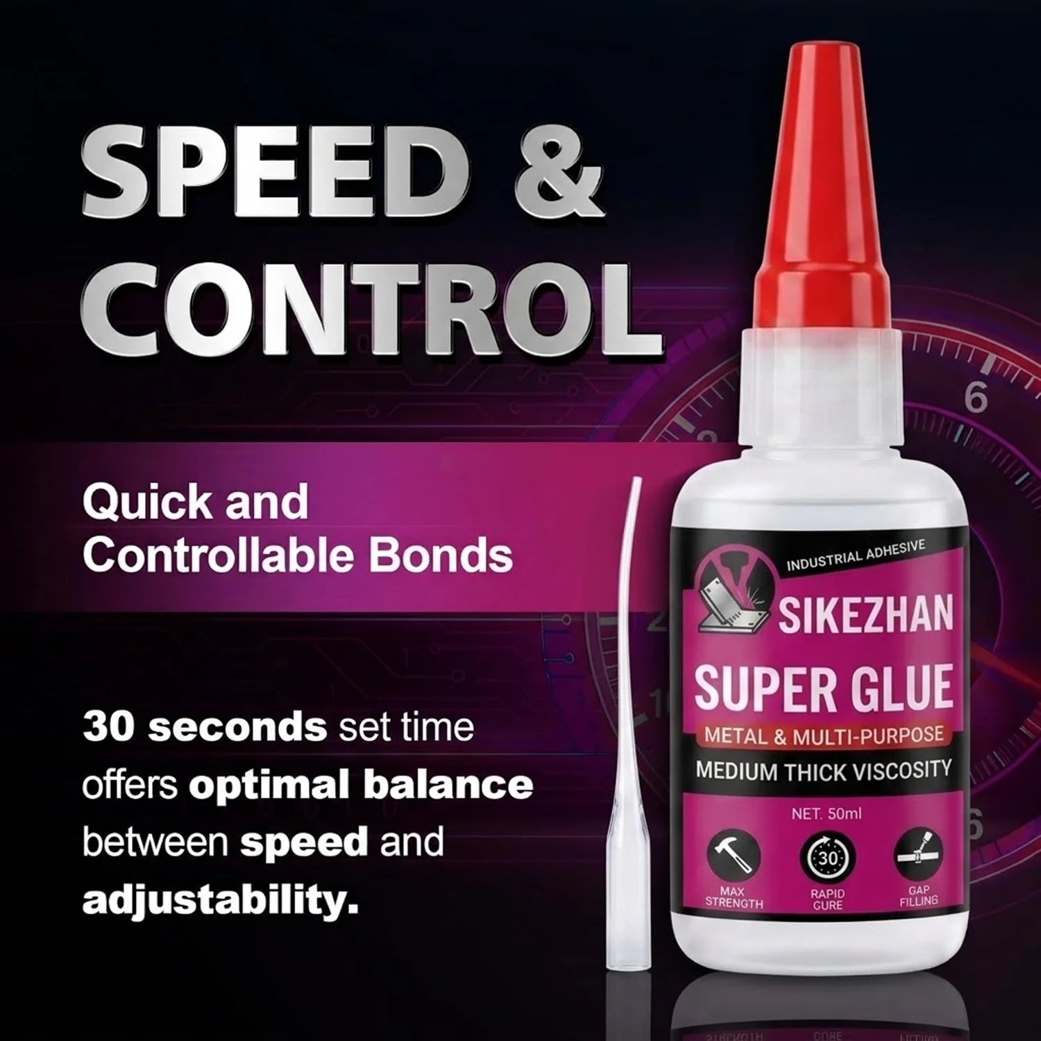 SIKEZHAN Super Glue Medium Thick CA Glue Cyanoacrylate Adhesive Wood Plastic Ceramic Metal 3D Printing PLA Repair Clear Bond