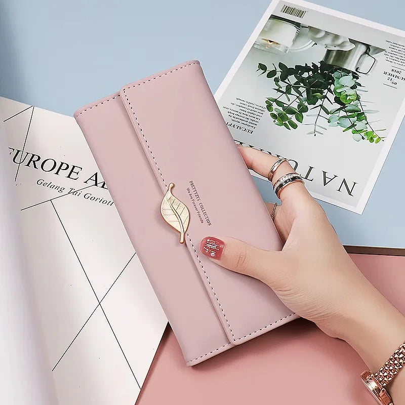 Wallet Lady 2026 New Season Best-selling Large Capacity Women's Long-Style Wallet Fresh and Cute Leaf Card Bag Handbag for Women