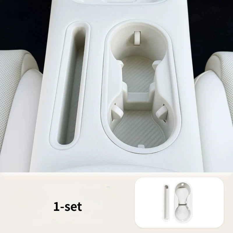 For 2026 GWM ORA 5 Dawn White Armrest Storage Box Under Console Organizer Cup Holder Phone Slot Storage Tray Interior Accessory