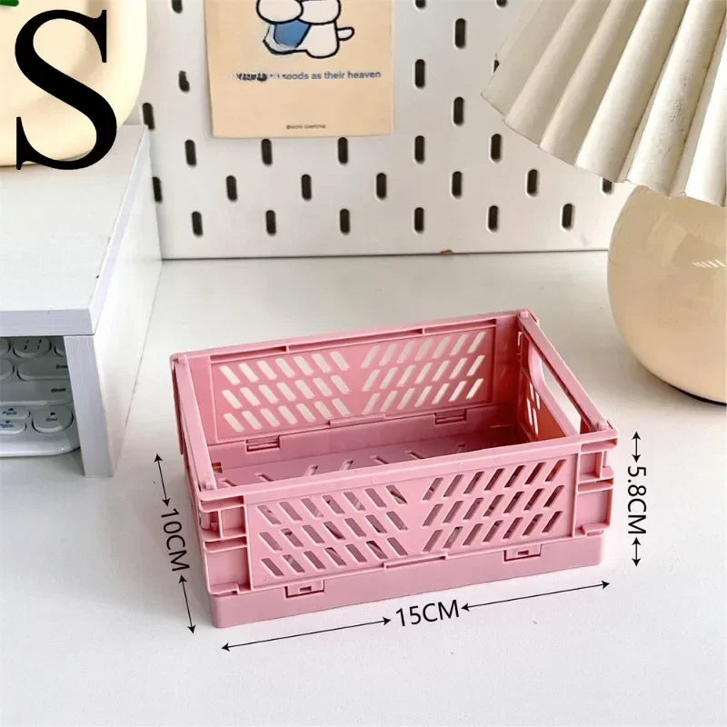 6Color Foldable Storage Baskets Student Desktop Holder Tape Stationery Cosmetic Storage Box Home Office Organizer Container
