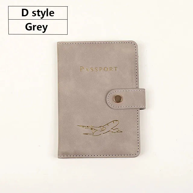 Soft PU Leather Multi Slot Passport Cover with Airplane Logo Snap Closure SIM Card Holder Travel ID Document Ticket Wallet